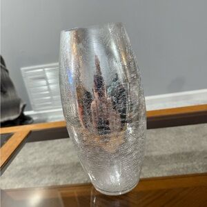 Home Essentials Crackled Silver Vase . Solid / heavy